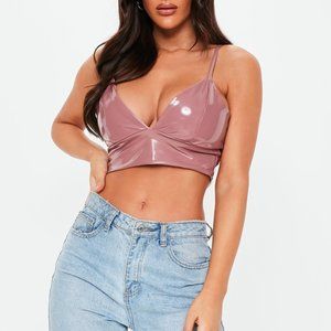 Missguided pink vinyl bralette